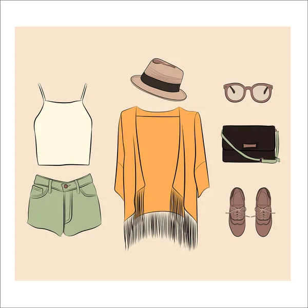 Conjunto de vectores de traje de verano . — Vector de stock