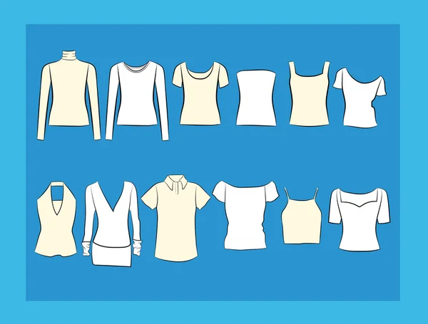 T-shirt and blouses vector illustracion set — Stock Vector