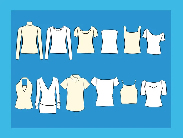 Camiseta y blusas vector ilustracion set — Vector de stock