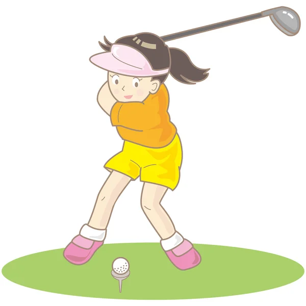 Golf young girl — Stock Vector