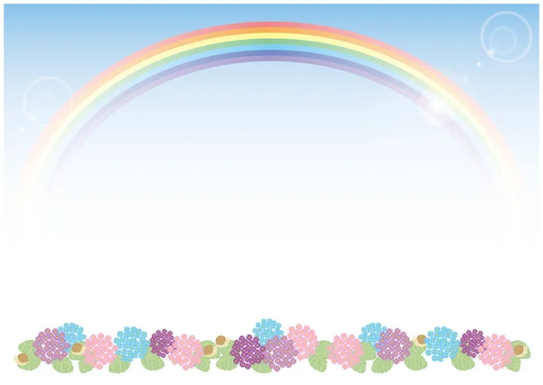 Hydrangea and rainbow — Stock Vector