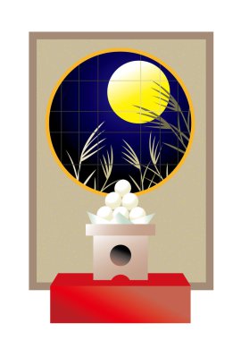 Harvest moon and Japanese confectionery clipart