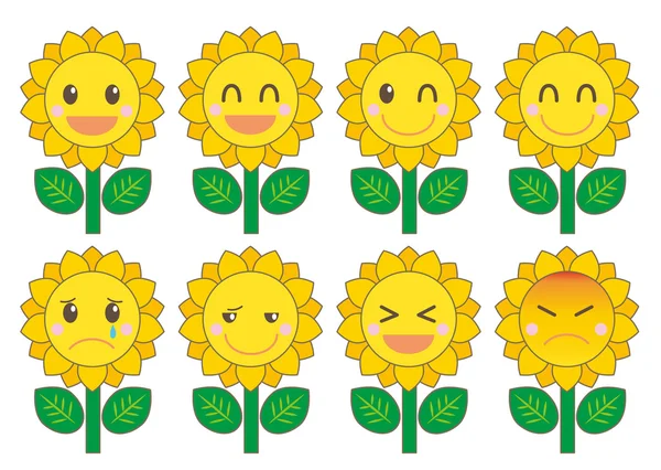 Sunflower facial expression — Stock Vector