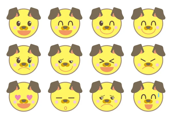 Emoji ikony wektor zestaw / pies wersja — Wektor stockowy