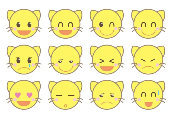 Conjunto de ícones vetoriais emoji / versão de gato —  Vetores de Stock