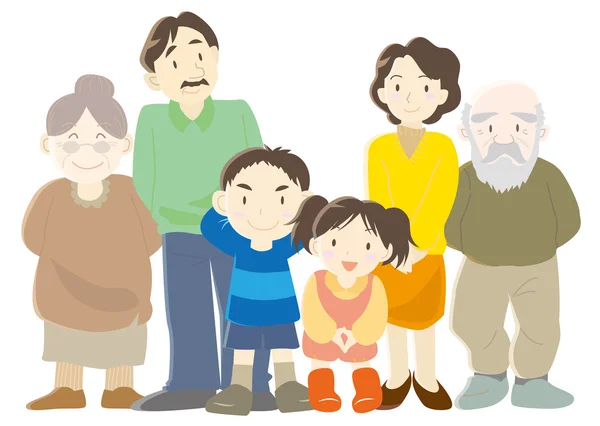 Familias felices (padres, hijos y abuelos) ) — Vector de stock