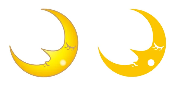 Cute Face Crescent Moon Fantasy Image — Stock Vector