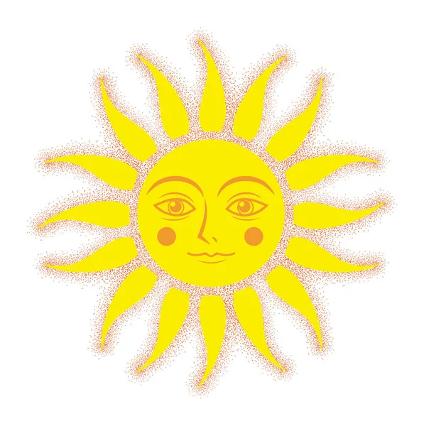 Lindo Sol Cara Dibujo Tipo Puntos — Vector de stock