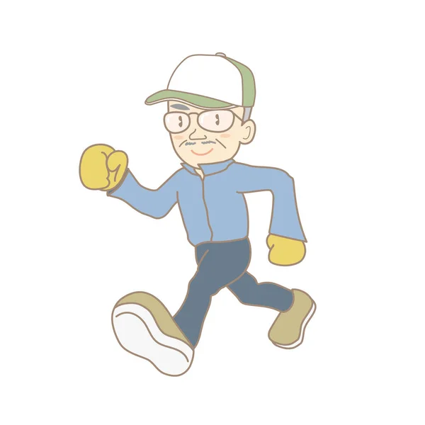Senior Man Jogging Image Osobnostní Materiál Vektoru — Stockový vektor