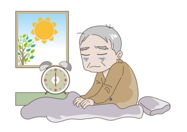 Uykusuzluktan ayağa kalkamayan kıdemli adam.