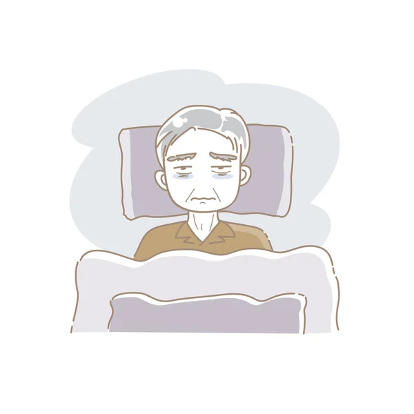 Sängliggande Äldre Man Sjuk Sängen Bild Royaltyfria illustrationer