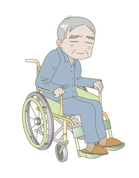 Пожилой Человек Энергии Сидит Инвалидном Кресле — стоковый вектор