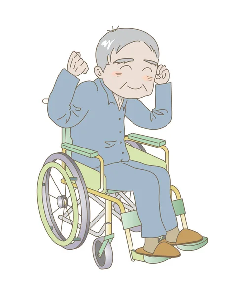 Пожилой Человек Сидящий Инвалидном Кресле Кулачным Насосом — стоковый вектор