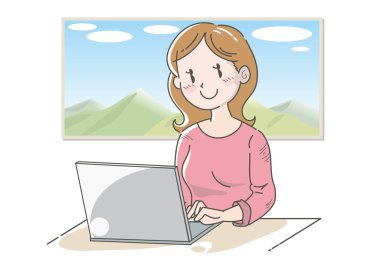 Çalışma resmi - Dizüstü bilgisayarla çalışan kadın.