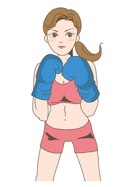 Young Woman Playing Boxing — Stock Vector