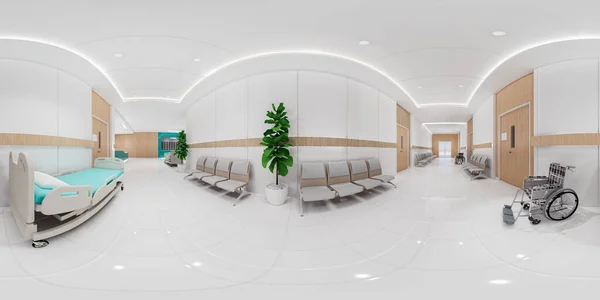 Renderowania Wnętrze Szpitala Nowoczesny Design Counter Waiting Area Empty Reception — Zdjęcie stockowe