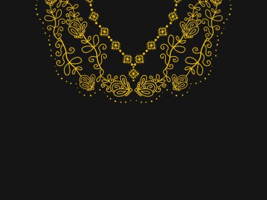 Çiçekli yaka deseni. Geometrik tasarım. Dekorasyon, tekstil, kumaş, giysi için. Doğal botanik tarzı.