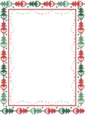 Noel aralığı. Tekrarlanan tasarımla şenlik teması. Dairesel şekil. Dekorasyon, fotoğraf çerçevesi, kart, poster için. Noel sınırı.