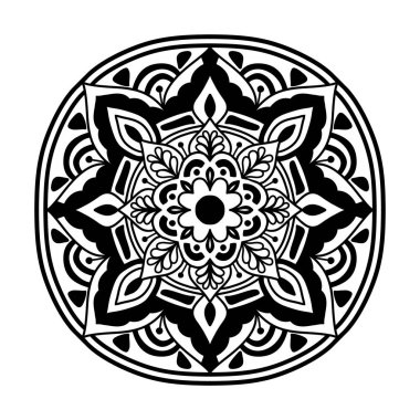 Yaprak çizgileri olan el çizimi çiçek tasarımı. Bitkisel doğal tema. boyama kitabı sayfası, dekorasyon, dövme, çıkartma.