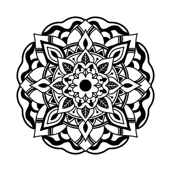 Çiçekli mandala. Dairesel şekil. El çizimi tarzı. Bitkisel doğal tema. boyama kitabı sayfası, dekorasyon, dövme, arkaplan, çıkartma.