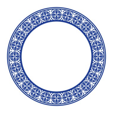 Yuvarlak çerçeve desenli çiçek deseni. Halka şekli. Bitkisel doğal tema. Dekorasyon, ev dekorasyonu, seramik, kumaş, fayans için. dairesel kenar.