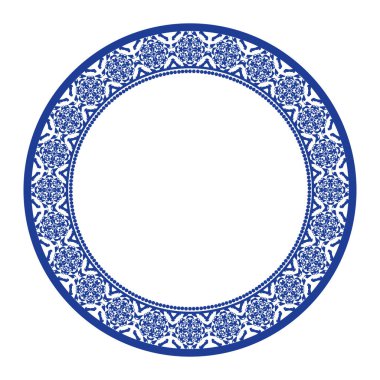 Yuvarlak çerçeve. Çiçek tasarımı. Halka şekli. Bitkisel doğal tema. Dekorasyon, seramik, kumaş, fayans için. dairesel kenar.