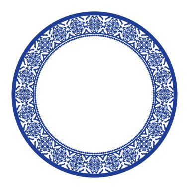 Yuvarlak çerçeve desenli çiçek deseni. Halka şekli. Bitkisel doğal tema. Dekorasyon, seramik, kumaş, fayans için. dairesel kenar.