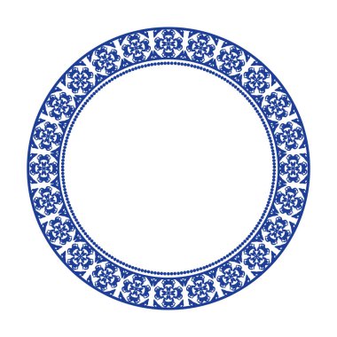 Yuvarlak çerçeve desenli çiçek deseni. Halka şekli. Bitkisel doğal tema. Dekorasyon, seramik, kumaş, fayans için. çiçek dairesel kenarı.