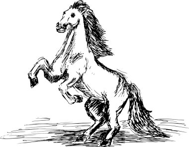 Çizilmiş at yetiştirilen el