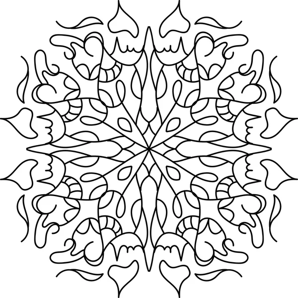 Mandala à colorier avec des éléments floraux — Image vectorielle