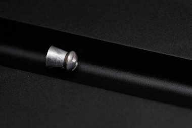 Pellet in barrel cutaway Closeup .25 Cal Lead Skirt Detail