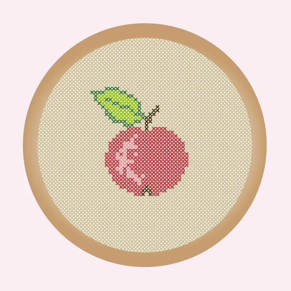 Broderie pomme rouge — Image vectorielle