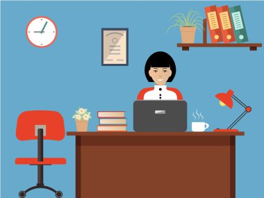 Ofis çalışanı. Bir çalışan bir işyeri olarak kadındır