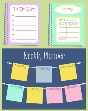 Bir günü düzenlemek için yardımcı olan üç planlamacıları set