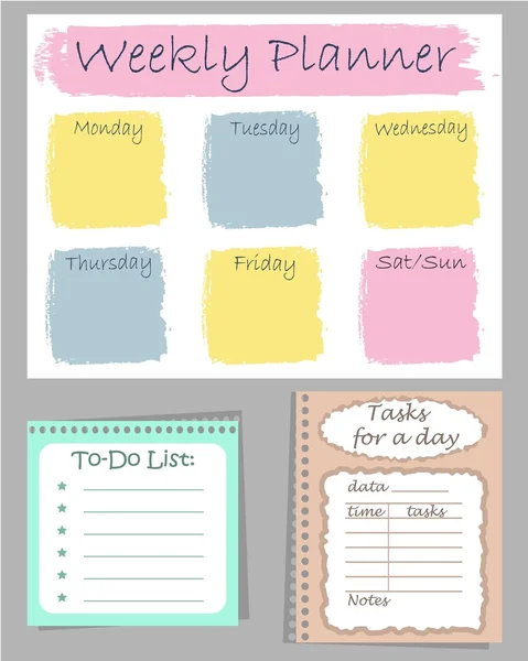 Set van drie planners "To-Do List" voor het organiseren van een dag — Stockvector