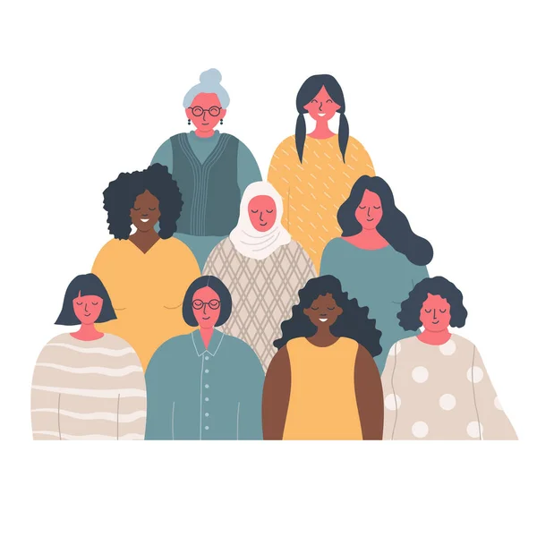 Ženská Komunita Ženská Solidarita Koncept Mezinárodního Dne Žen Existují Ženy — Stockový vektor