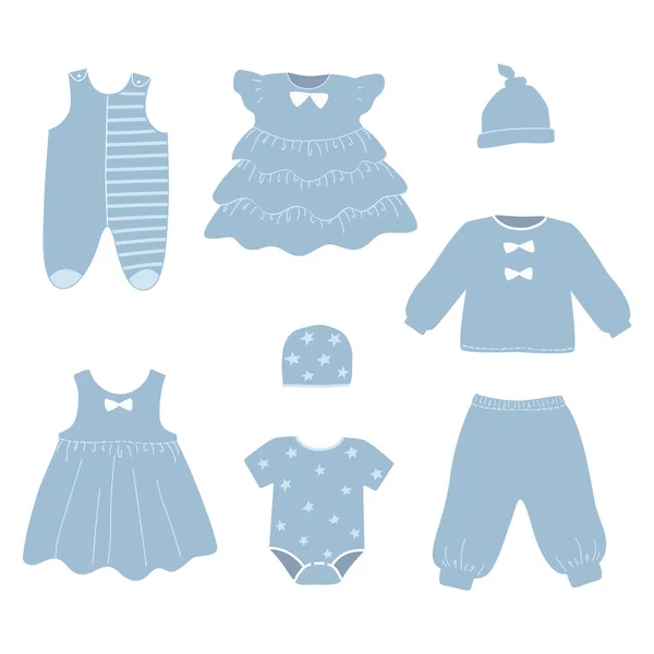 Kinderkleidung Babykleidung Kleider Overalls Hüte Unterhosen Und Andere Dinge Sind — Stockvektor