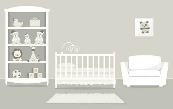 Kinderzimmer Für Ein Neugeborenes Interieur Schlafzimmer Für Ein Kind Einer — Stockvektor