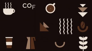 Kahve Soyut Desen Animasyonu. Basit Canlandırılmış Elementlerle Geometrik Arkaplan. Moda Tasarımı. Kahverengi Bej Renkli Video