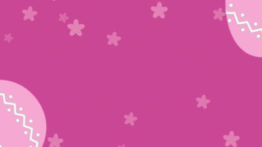 Mutlu Paskalya Animasyonları. Paskalya Yumurtaları, Çiçekler, Mutlu Paskalyalar. Tebrik kartı. Pankart. Pembe, Sarı, Beyaz Görüntü