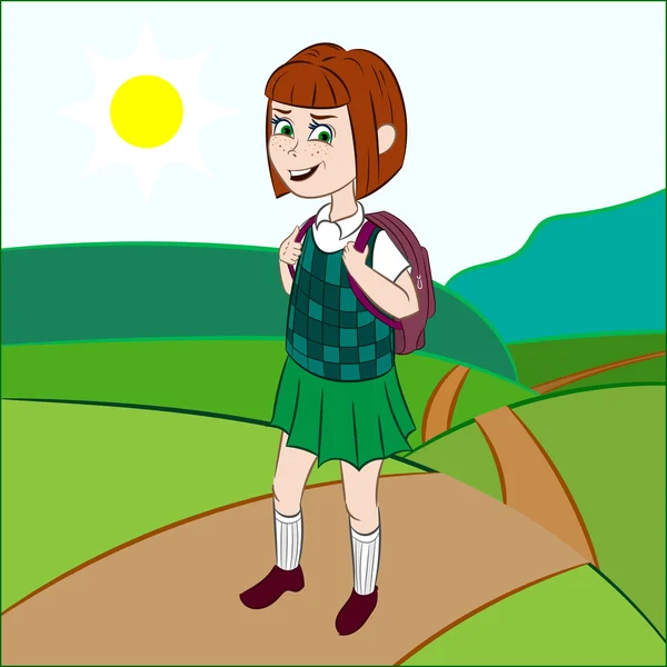 kız öğrenci bir patika üzerinde gider