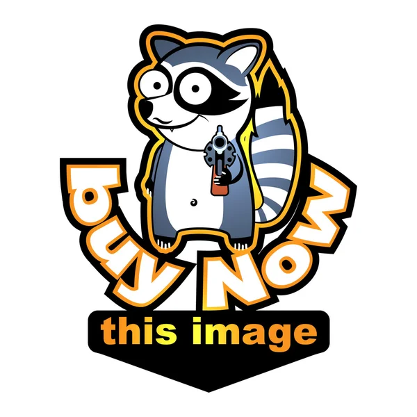 Rakun elinde bir tabanca ile