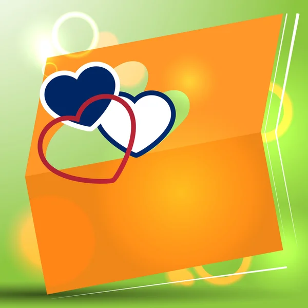 Turuncu kağıt kartı yürekleri.