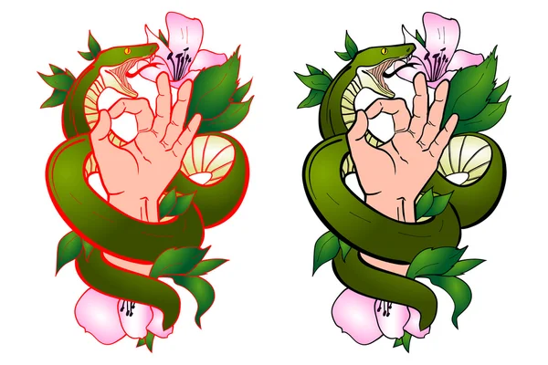 bir yılan ve bir el ile dövme