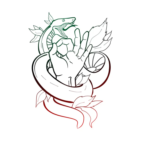 bir yılan ve bir el ile dövme