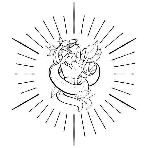 bir yılan ve bir el ile dövme