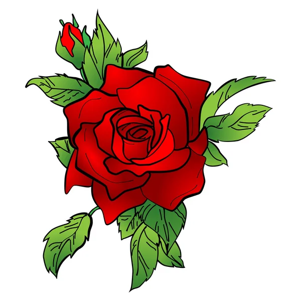 Ilustración vectorial de una rosa roja. — Vector de stock