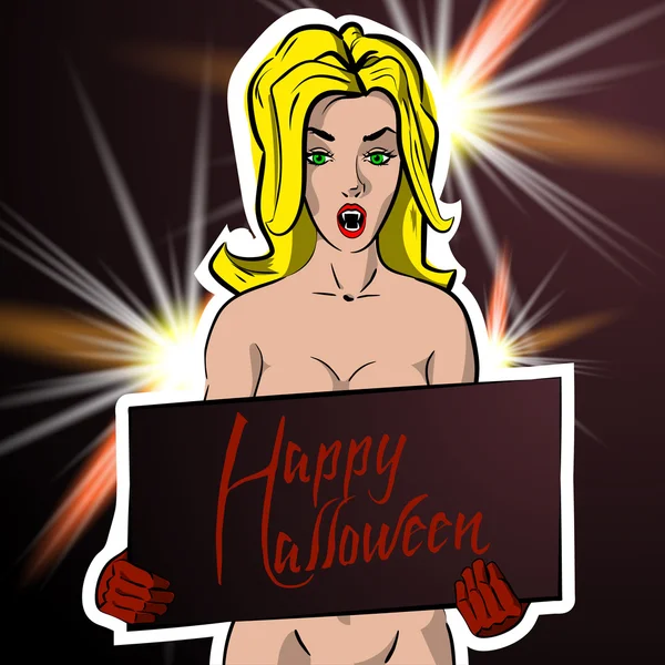 Cadılar Bayramı tebrik bir işareti ile kız