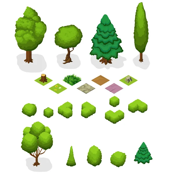 Conjunto de árboles isométricos . — Vector de stock