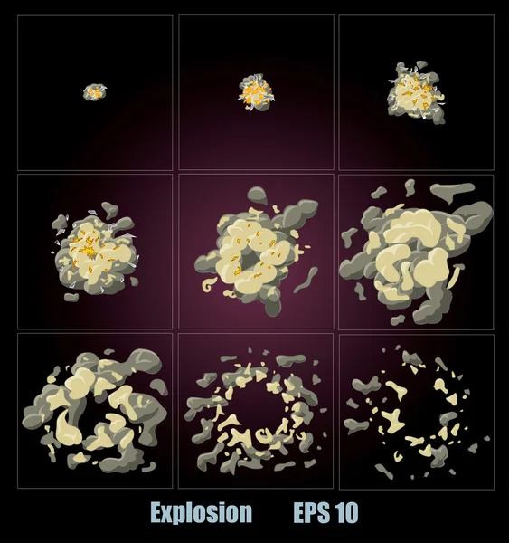 Sprite explosie animatieframes voor spel. — Stockvector